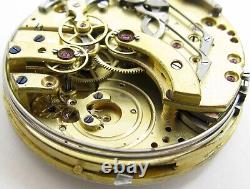 Swiss repeater jeweled Pocket Watch Movement incomplete for parts diameter 44 mm