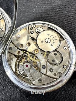 TELLUS Movement 49mm Antique Pocket Watch Requires Maintenance