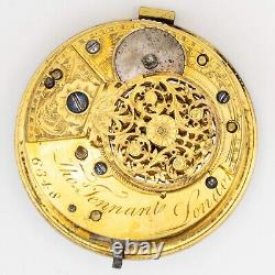 Tho. Tennant of London English Antique Fusee Pocket Watch Movement, Running