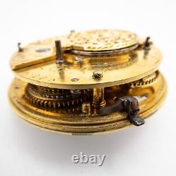 Tho. Tennant of London English Antique Fusee Pocket Watch Movement, Running