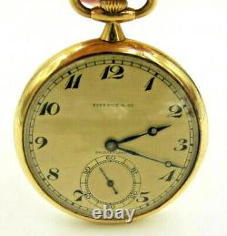 Tiffany Pocket Watch Aqassity Movement 18K Yellow Gold Excellent Condition