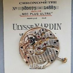Ulysse Nardin pocket watch cert chronometer movement w observatory bulletin 43mm
