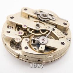 Unsigned 33.9 x 10 mm Key Wind / Key Set Antique Pocket Watch Movement, Runs