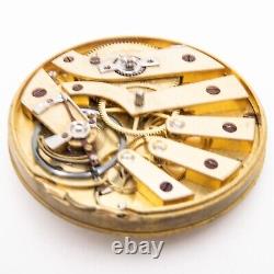 Unsigned 44.8 mm x 11.1 mm Antique Pocket Watch Movement, Running Condition