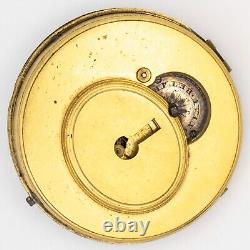 Unsigned 49.3 mm English Antique Fusee Pocket Watch Movement with Dial