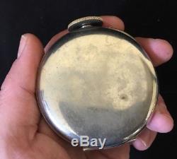 Unusual Antique Vintage Swiss Goliath Pocket Watch lever Escapement Movement
