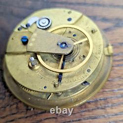 Unusual Very Large Fusee Pocket Watch Movement with 60mm Dial Ticking (U68)