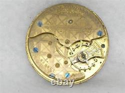 VERY SCARCE 18s TRENTON GILT DAMASCENE CONVERTIBLE POCKET WATCH MOVEMENT DIAL