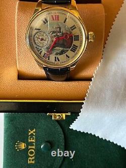 VINTAGE CHOPARD LUC GOLD PLATE MOVEMENT CUSTOM CASE Men Watch With GN ROLEX POUCH