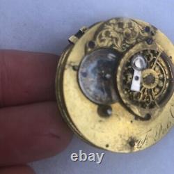 Verge Fusee Pocket Watch 19th C movement 1.75 For Restoration Free Ship