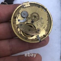 Verge Fusee Pocket Watch 19th C movement 1.75 For Restoration Free Ship