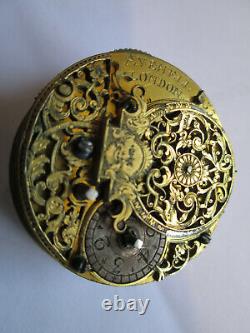 Verge Fusee Pocket Watch Movement, Circa 1740, Good Balance Wheel, It Runs