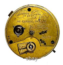 Verge Fusee Pocket Watch Movement Gabriel D. Clark Baltimore Working #746