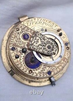 Verge Pocket Watch Movement. FULL WORKING ORDER Inc. Key 1800s. Liverpool