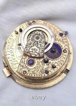 Verge Pocket Watch Movement. FULL WORKING ORDER Inc. Key 1800s. Liverpool