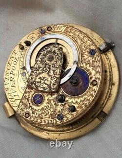 Verge Pocket Watch Movement. FULL WORKING ORDER Inc. Key 1800s. Liverpool