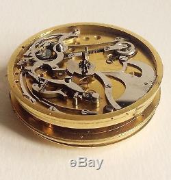 Verge fusee quarter repeater pocket watch movement with solid 18 Kt gold dial