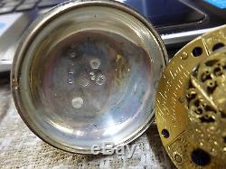 Very Old Running Fusee Movement Painted Farm Sceen Dial Hyde & Son Sleaford