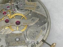 Very Rare 39mm Touchon 17 Jewel Nickel 2.5mm Th. Pocket Watch Movement, Running