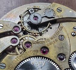 Very Rare Longines 19.41 Pocket Watch Movement 8 Day For Repairs