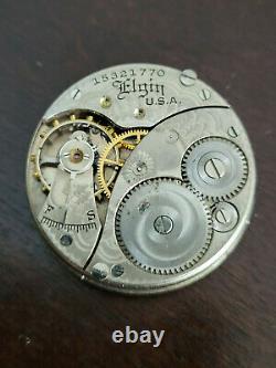Vintage 0 Size Elgin Pocket Watch Movement Grade 320 Running Good