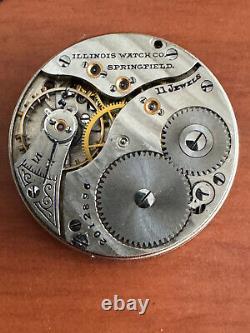 Vintage 0 Size Illinois Pocket Watch Movement Gr. 33 Keeping Time Private Label