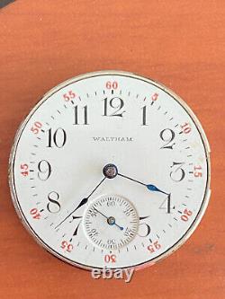 Vintage 0 Size Waltham Pocket Watch Movement Gr. Lady Waltham Keeping Time, 16j