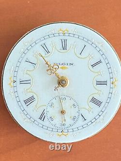Vintage 0s Elgin Fancy Dial Pocket Watch Movement, Gr. 269, Keeping Time, Yr. 1901