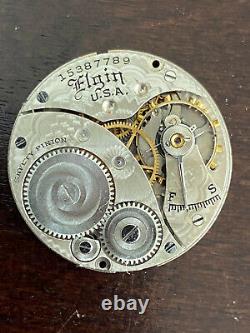 Vintage 0s Elgin Pocket Watch Movement, Gr. 324, Keeping Time, Year 1911