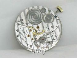 Vintage 10s 17j Hamilton 917 Nickel Pocketwatch Movement & Silver Dial, Running