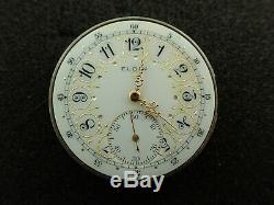 Vintage 12 Size Elgin Pocket Watch Movement Fancy Dial And Hands