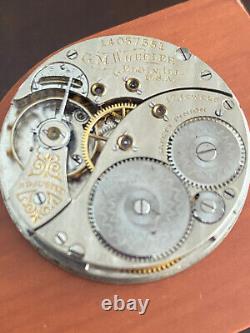 Vintage 12 Size Elgin Pocket Watch Movement, Gr. 346, Keeping Time, Fancy Dial