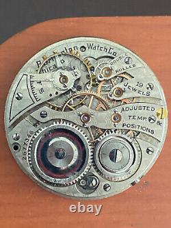 Vintage 12 Size Illinois Burlington Pocket Watch Movement, Gr. 274, Running Good