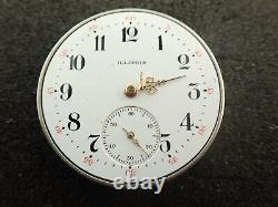 Vintage 12 Size Illinois H. C. Pocket Watch Movement Grade 405 Keeping Time