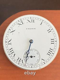 Vintage 12s Crown Watch Co. Pocket Watch Movement, Keeping Time