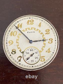 Vintage 12s Elgin Pocket Watch Movement, Gr. 345, Keeping Time, Year 1924