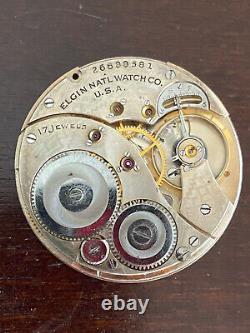 Vintage 12s Elgin Pocket Watch Movement, Gr. 345, Keeping Time, Year 1924