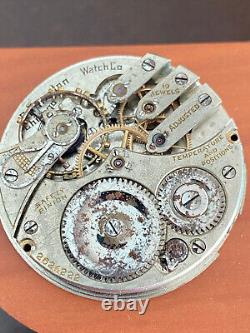 Vintage 16 Size Burlington Pocket Watch Movement, Gr. 805, Not Running/bad Staff