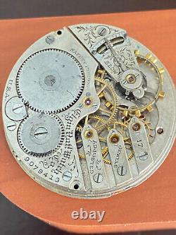 Vintage 16 Size Elgin Pocket Watch Movement, Gr. 241, Keeping Time, 17 Jewel