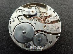 Vintage 16 Size Illinois H. C. Pocket Watch Movement Grade 303 Keeping Time