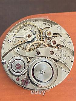 Vintage 16 Size Illinois Pocket Watch Movement, Gr. 107, Running Strong, Yr. 1925