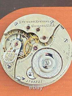 Vintage 16 Size Illinois Pocket Watch Movement, Gr. 175, Stewart Special, K. T