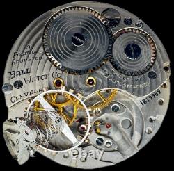 Vintage 16s 1951 Ball 21 Jewel Railroad Pocket Watch Movement 999B USA