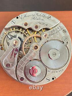 Vintage 16s E. Howard Pocket Watch Movement, Gr. Series 4, Serviced, Keeping Time