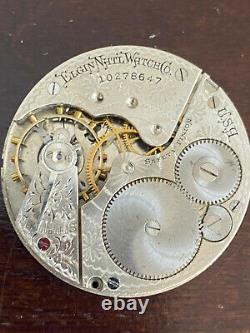 Vintage 16s Elgin Pocket Watch Movement, Gr. 210, Not Running, Broken Staff