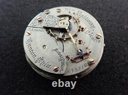 Vintage 18 Size Hampden Watch Co. New Railway Pocket Watch Movement Running