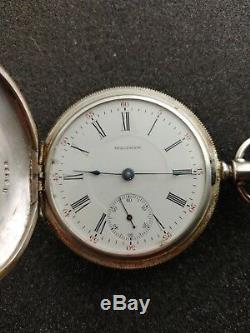 Vintage 18 Size Waltham Coin Silver Hunting Pocket Watch Running Grade 85