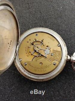 Vintage 18 Size Waltham Coin Silver Hunting Pocket Watch Running Grade 85