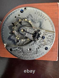 Vintage 18 Size Waltham Pocket Watch Movement Gr. P. S. Bartlett M# 1883 Frosted