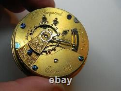 Vintage 1890 Elgin B. W. Raymond 15j 18s Pocket Watch Movement Nice Dial Repair